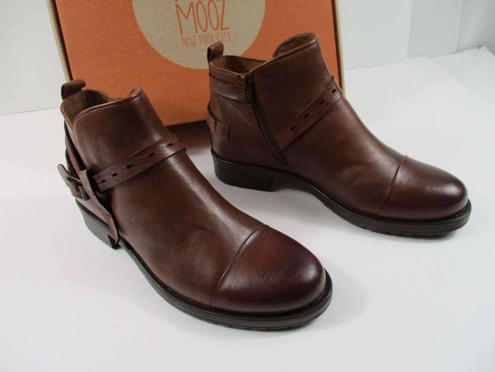 -NEW Miz Mooz Provo Women's Leather Boots Brandy Size 38 USA 7.5-8