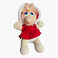 Henson Associates 1987 Vintage Baby Miss Piggy Plush Doll Red Hooded Dress