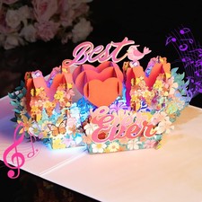 LIGHTS  MUSIC Mothers Day Pop Up Card, Happy Mother  s 3D Card from Daughter,...