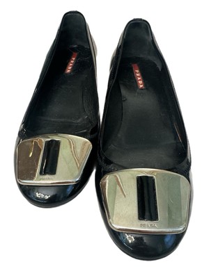 Authentic Women's Black PRADA Buckle  Heels Size EU 37