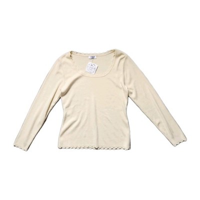NWT The Workshop Scallop Trim Sweater Womens XL Cream Long Sleeve Knit Top 