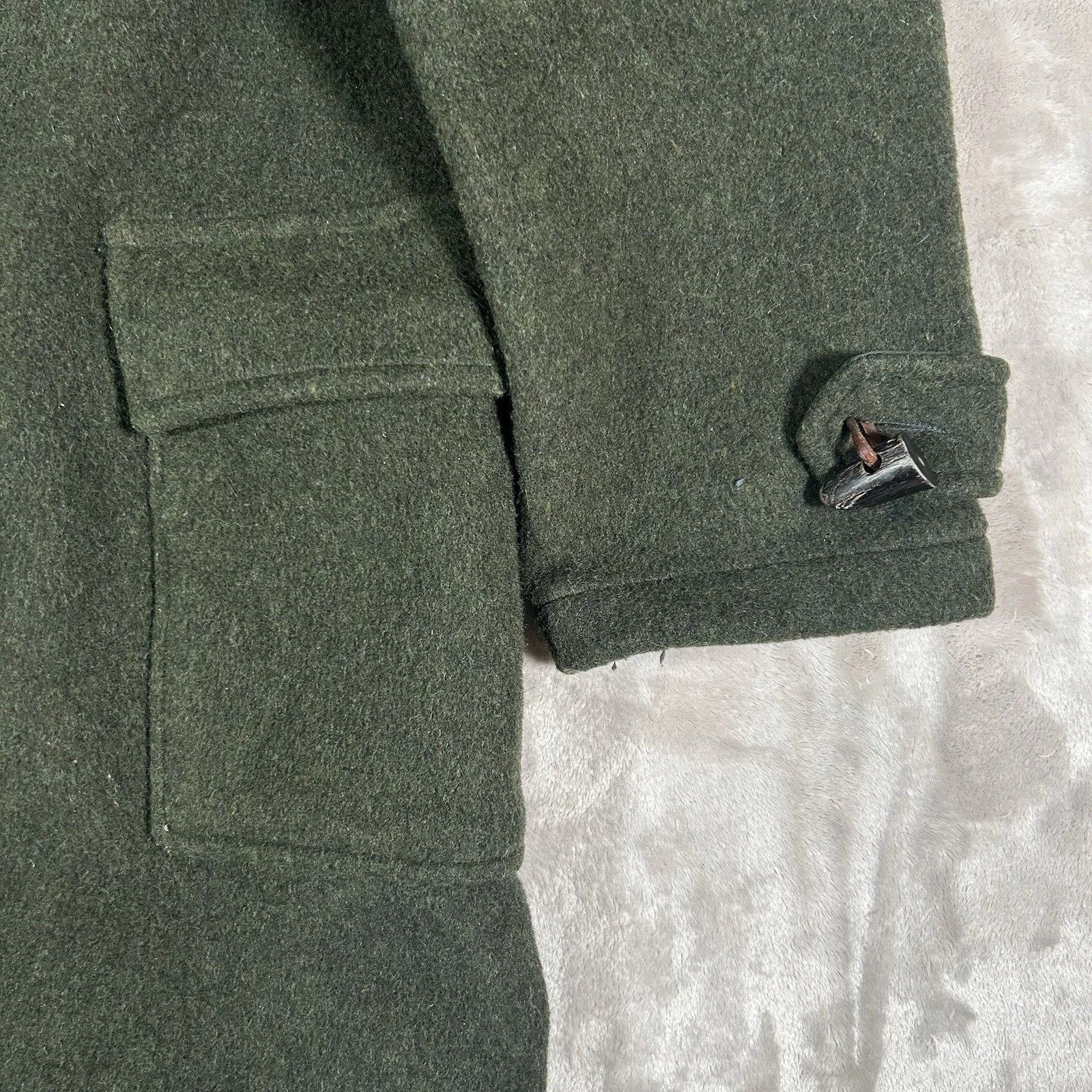 Vintage Gloverall Duffle Coat Mens 44 Green Wool Toggle Hooded British England - product detail image 5