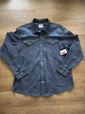 Vintage Men's Wrangler Blue Denim Jacket Sz 2XL Trucker Cowboy Medium Wash NWT!