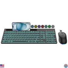 Wireless Keyboard and Mouse Combo, 7 Backlit Effects, Light Up Letters, Premium