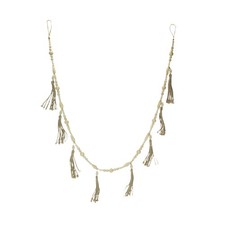 Bohemian Style Wooden Bead and Jute Rope Tassel Hanging Garland Boho