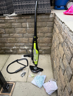 H2O HD Corded Steam Mop Green/Black with Nozzle Brush & Microfibre Cloth