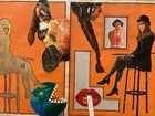 Collage photo papier carton Femme homme 1980 Technique Mixte A Identifier Art
