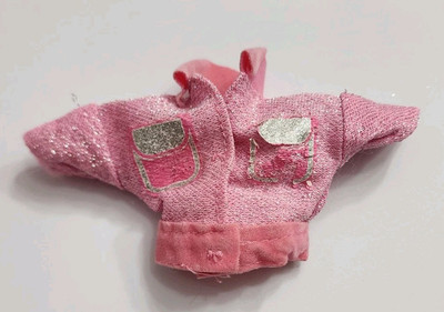 BARBIE TOP SHIRT PINK SHIMMERY COLLAR POCKETS COMING OFF CUTE DOLL CLOTHES