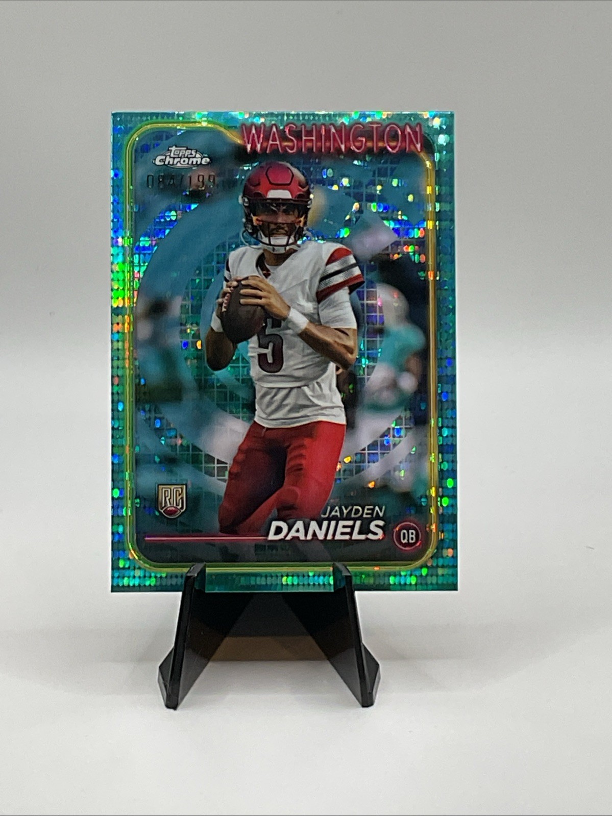 2024 Topps Chrome - Rookies Jayden Daniels #201 Aqua Sonar Refractor /199 (RC)