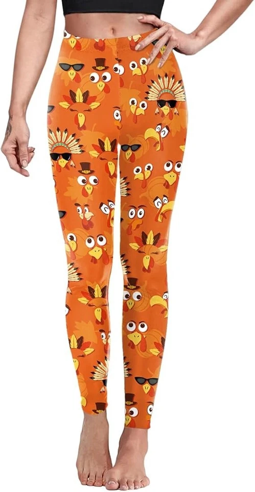 Divertidos Leggings Pavo Acción de Gracias para Mujer Otoño Yoga Pantalones Cintura Alta Elásticos Foto 3 de 4