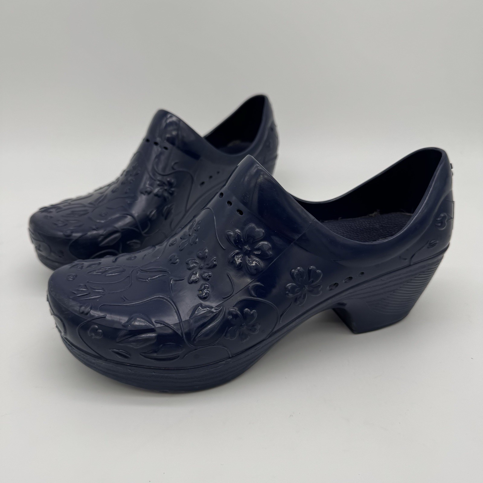 Dansko Pixie Blue Floral Molded Rubber $140 Clog … - image 1
