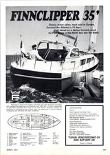 1971 Finnclipper 35 Motor Sailer Yacht Vintage Print Ad Nautical 70s Wall Art