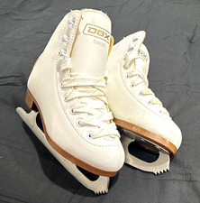 DBX Classic Figure Ice Skates Size 12kWhite Lace-Up Stiff Flex Hard Shell
