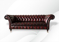 Chesterfield 3 Sitzer Leder Dunkelrot Modern Design Couchen Sofa Kreative MöBel