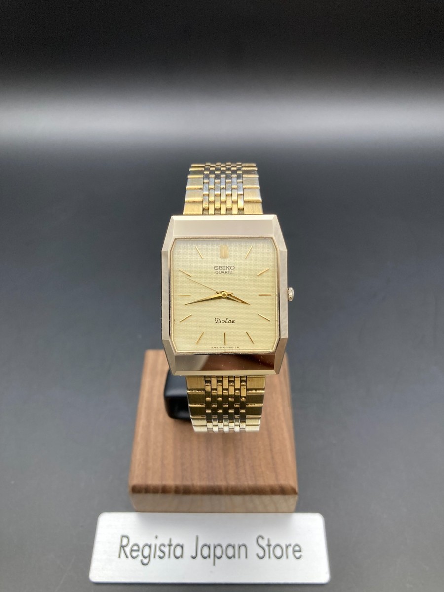 Exc+5] SEIKO Dolce 6030-5530 Mens Vintage Watch Quartz Gold Dial