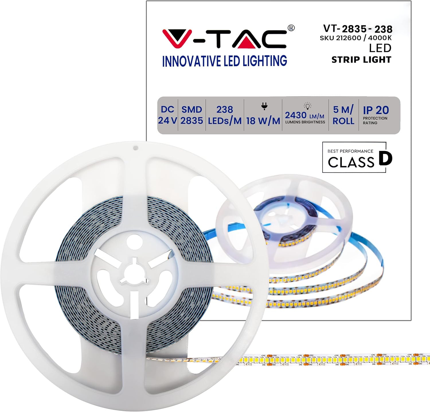 Striscia Led Da Interno SMD 2835 18W - 5 Metri - Striscia LED Adesiva per Casa, 