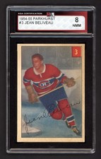 1954-55 PARKHURST #3 JEAN BELIVEAU KSA 8 NEAR MINT-MINT