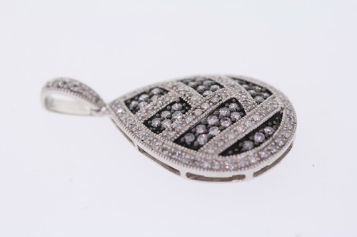 Plata de Ley 1.10ctw Redondo Diamante Natural Colgante ( G, SI3) 31x17mm - Imagen 4 de 5