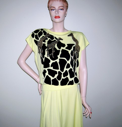 VINTAGE 1960s ALFRED SHAHEEN HAWAIIAN PINUP BOMBSHELL DRESS GIRAFFE PRINT RARE S - Picture 2 of 20