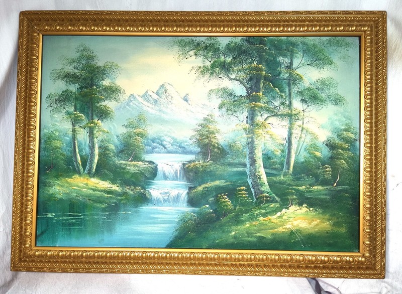 Gold Ornate Antique Style Picture Frame /With hand Painted Painting