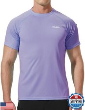 Pausel Men's Rash Guard Swim Shirts Short Sleeve UV Sun Protection Quick Dry