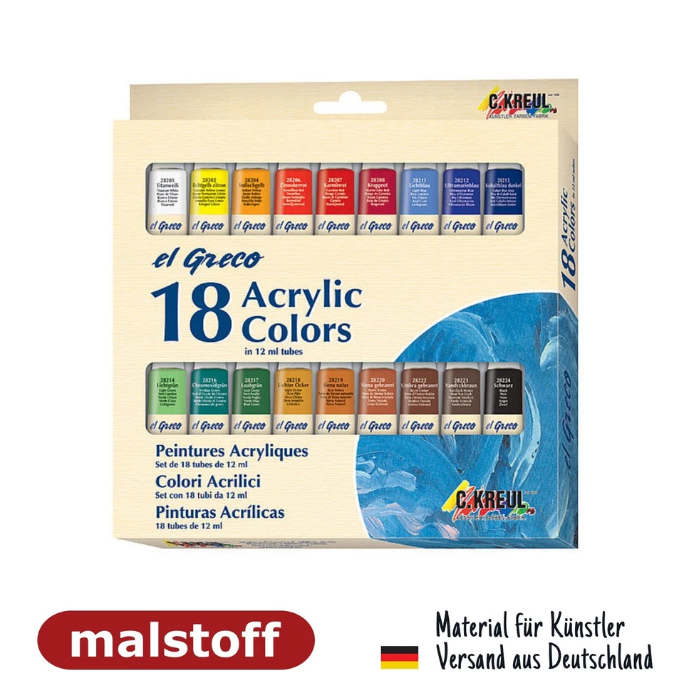 Acrylfarbenset 18x12ml C.Kreul El Greco bei Malstoff