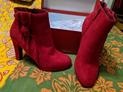 red booties with heel