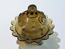 Imperial Glass Dewey Smoke Covered Butter Dish #972 Box & Cover Vintage Glass