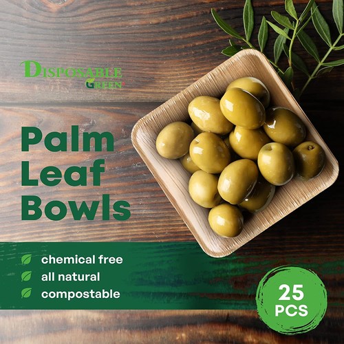 9/12cm Areca Square Palm Leaf Bowl Eco-Friendly Biodegradable Party 25-1000PCS - Picture 8 of 25