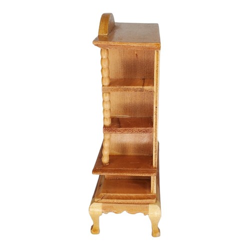 Blonde Wood Bookcase Curio Cabinet Kitchen Cupboard - 1/12 Dollhouse Miniature - Picture 8 of 11