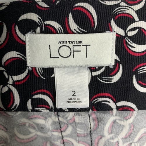 Falda Ann Taylor Loft Talla 2 Plisada Negra Blanca Rosa Cremallera Lateral 100% Algodón - Imagen 5 de 7