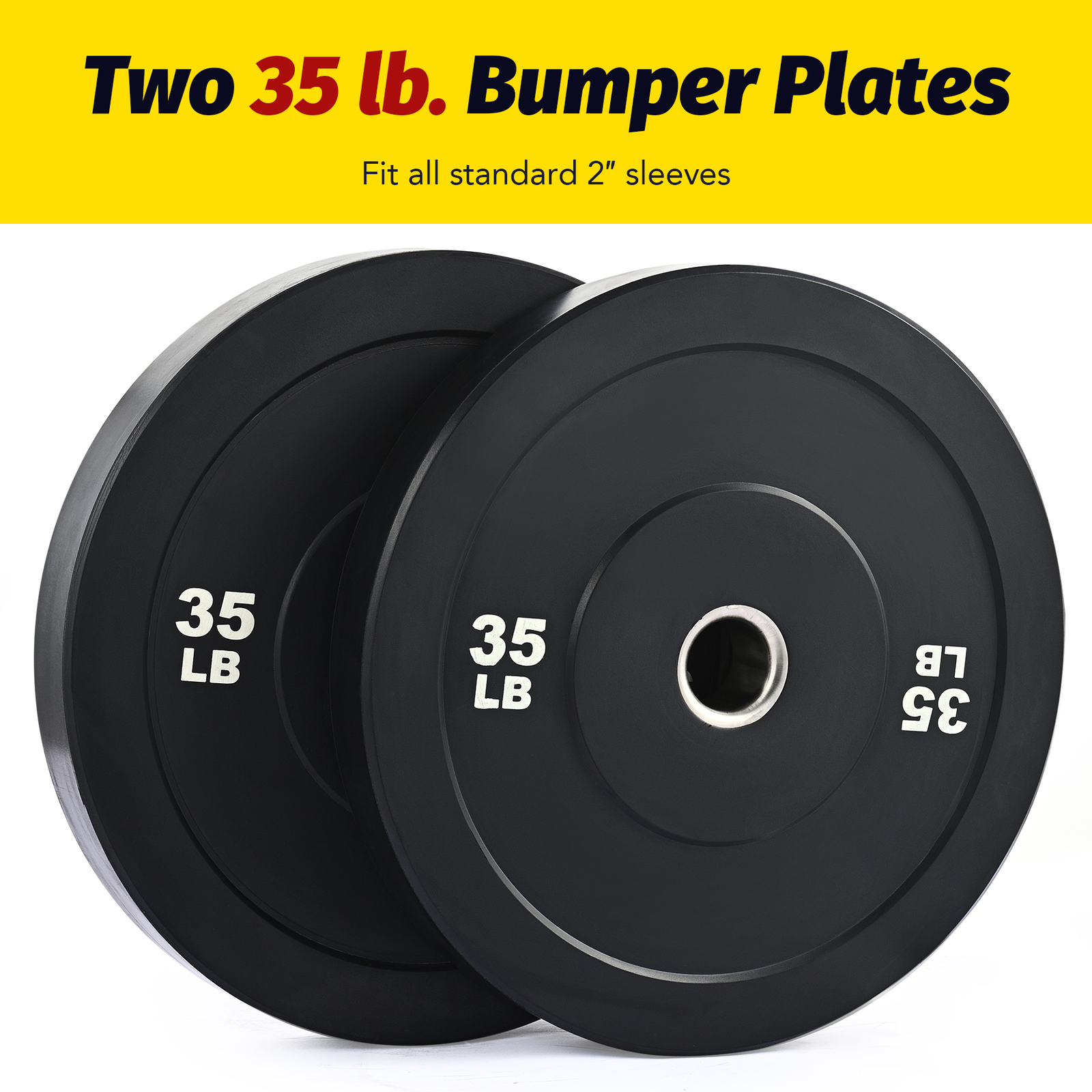 ZELUS Olympic Natural Rubber Bumper Weight Plate Set 2" Pair Plates 35lbs New