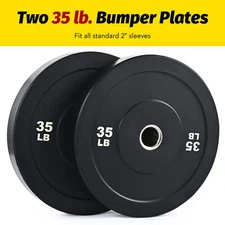 ZELUS Olympic Natural Rubber Bumper Weight Plate Set 2" Pair Plates 35lbs New