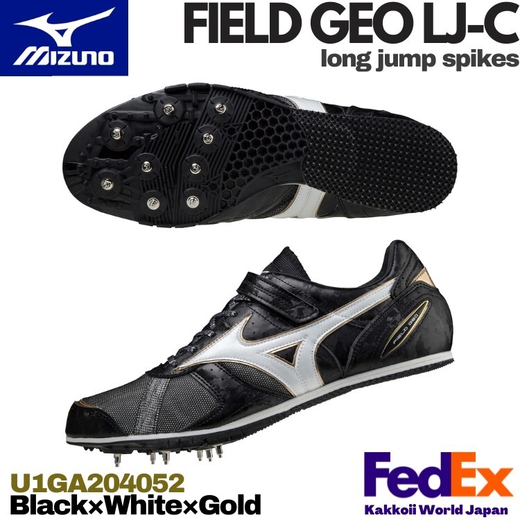 Mizuno Long Jump Spike Shoes FIELD GEO LJ-C Black/White/Gold