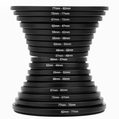 9/18Pcs Camera Lens Filter Step Up & Down Ring Adapter for All Camera 82-37mm