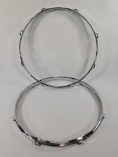 1.6 mm Triple Flanged 14" 8-Lug Snare Drum Hoops Set - Chrome.