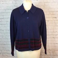 NWT Field Manor embellished navy blue cardigan