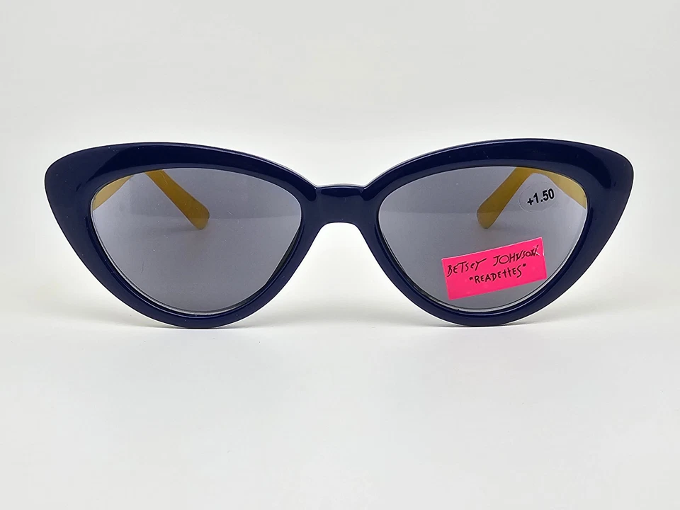 Gafas de sol Betsey Johnson Readettes BJR120 marco azul +1,50 gris lector ojo de gato Foto 2 de 4