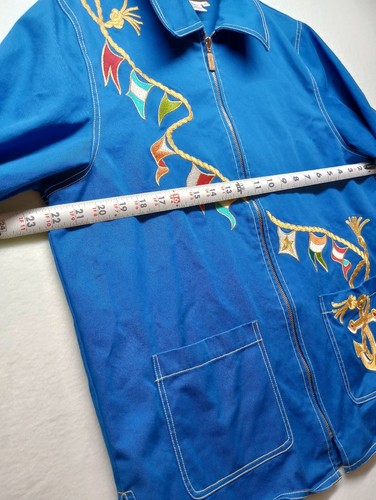 Bob Mackie Jacket Womens Wearable Art Blue Nautical Flags Anchor Regatta MEDIUM - Picture 7 of 13