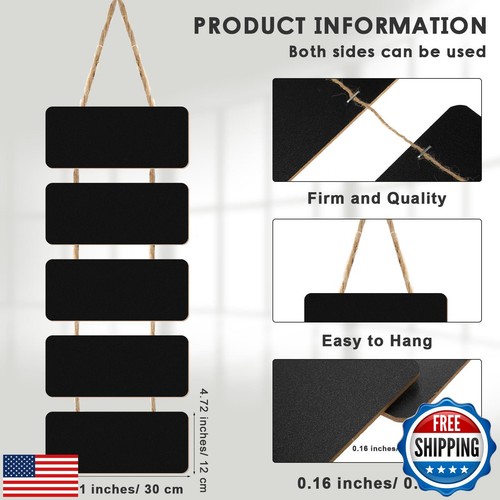 Double Sided Hanging Chalkboard Signs Wooden Erasable Message Board Rustic Ch - Picture 2 of 5