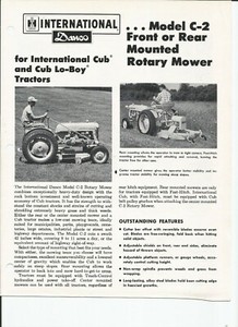 International Danco C-2 Rotary Mower sales flyer 2p IH 1962 for Cub & cub lo-boy