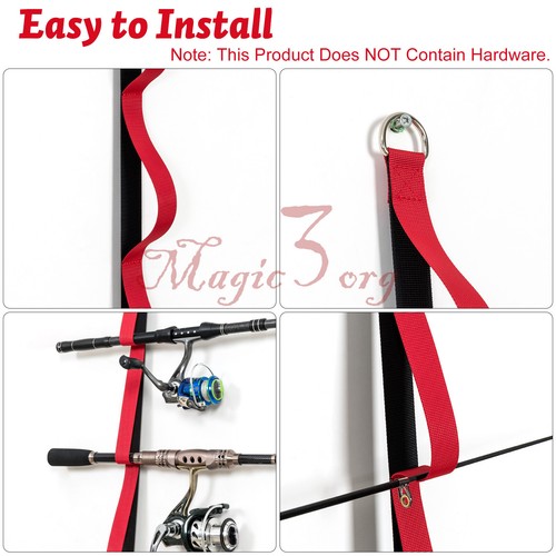 Fishing Rod Pole Holder Wall Mounted Holds Up to 9 Rods or Combos for Garage - Picture 4 of 7
