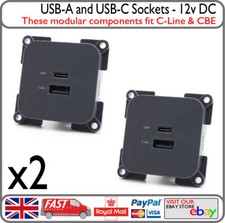 C-Line USB-A USB-C Charging Socket Fits CBE 12v Motorhome Campervan x2 CL2.9