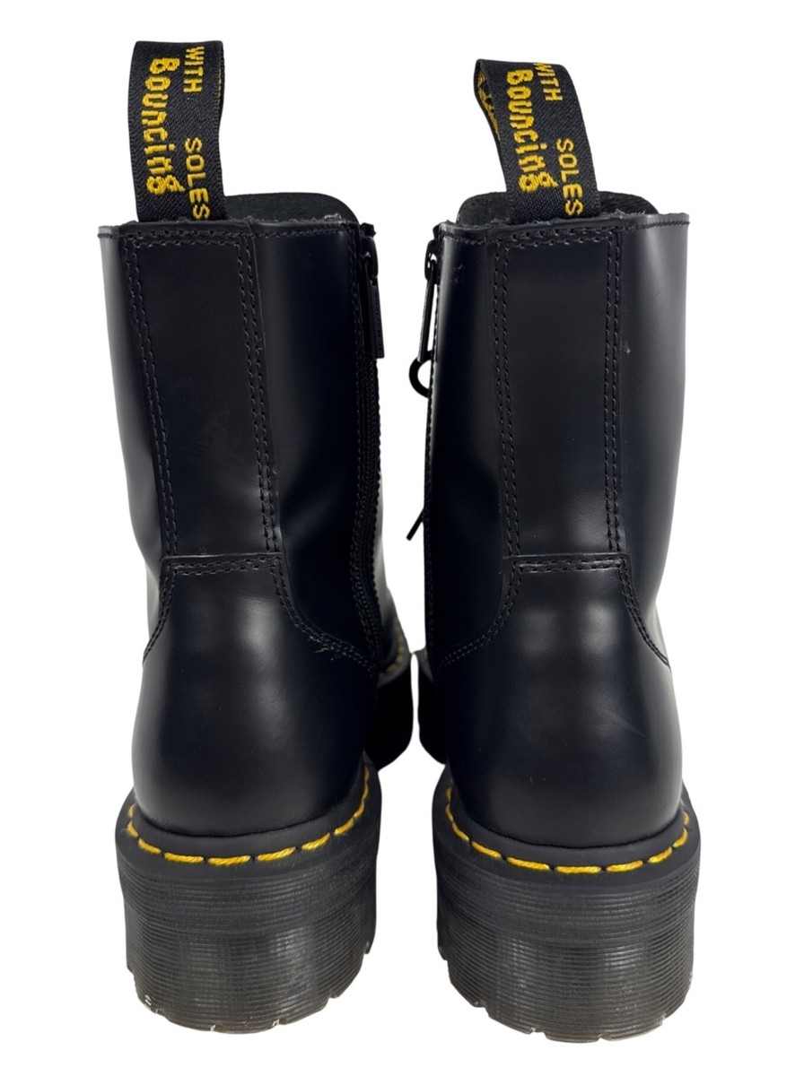 Dr. Martens Jadon Smooth Black Leather Platform Boots Lace