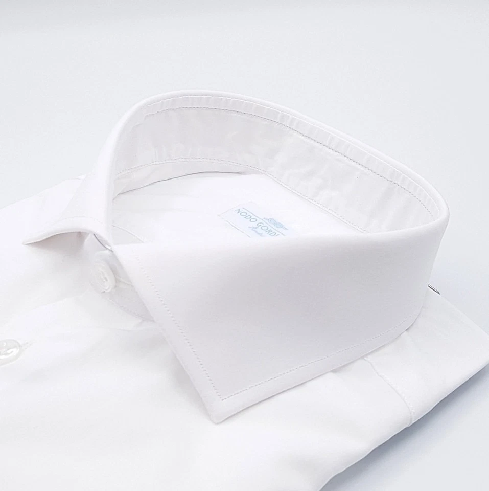 Camicia Bianca Popeline Piuma Collo Francese Cotone Makò 120 Superior Tess Monti - Immagine 2 di 4