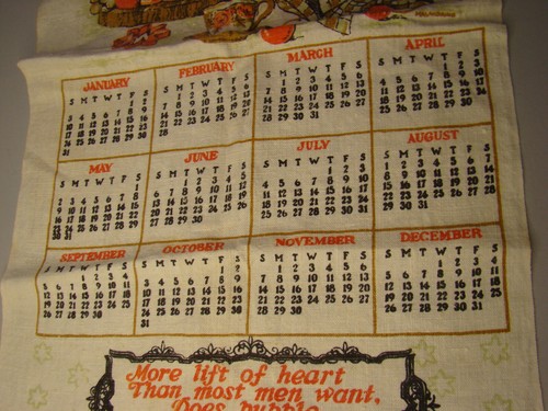 Calendario de tela 1971 27 x 16 molinillo de cafeteras más levantamiento de corazón que la mayoría de los hombres - Imagen 5 de 9