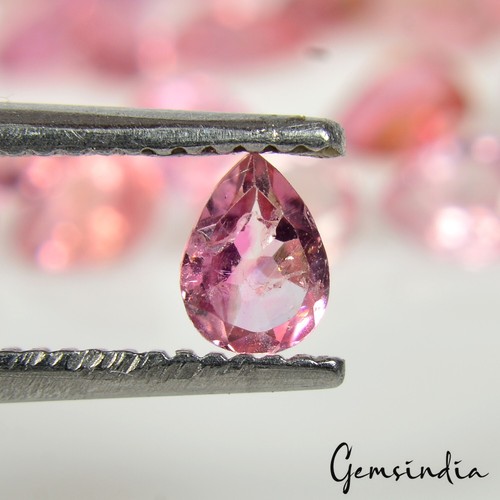39 Pcs Natural Rubellite Pink Tourmaline 4x3mm Pear Cut Loose Gemstones 5.70 Cts - Picture 4 of 8