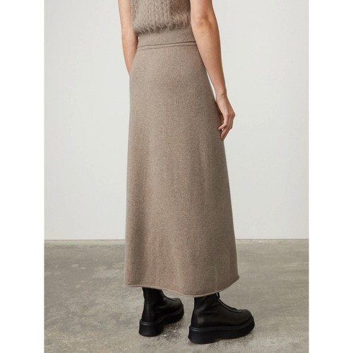 Lisa Yang Elin Skirt Mole Brown Taupe A-Line Midi 100% Organic Cashmere NWT $540 - Picture 2 of 11