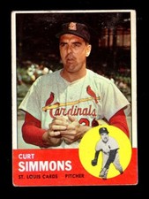 1963 TOPPS #22 CURT SIMMONS CARDINALS GOOD CREASE