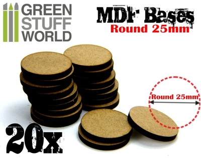20x MDF Bases - Round 25mm - Thickness 3mm Basing Laser Cut Wargames Miniatures